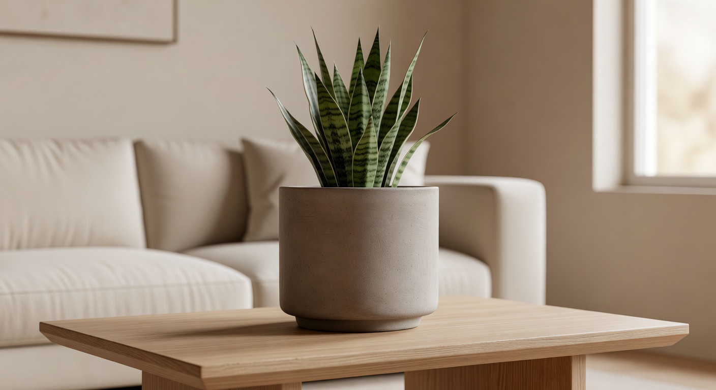 Modern concrete flower pot for living room